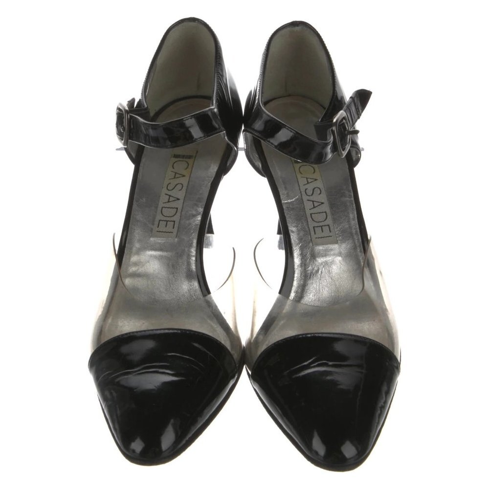 CASADEI Patent Leather D'Orsay Pumps Maryjane Sz 6 1/2 - Picture 4 of 5